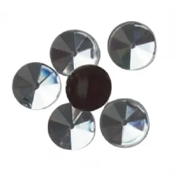 pedra caboch�o sem furos redondo 10mm bicuda, base plana, cor 10 cristal. Pacote com 20 unidades.