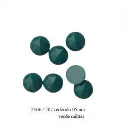 pedra caboch�o sem furos redondo 05mm breol�, cor 207 verde leitoso, base reta. Pacote 250 unidades.