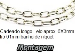 corrente alum�nio bijuteria confec��o fio 1,0mm cadeado longo  n�quel. 10 metros.