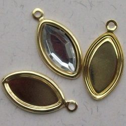 Caixa pingente metal com argola navete 15,4x7,7mm dourada 01 argola 20 pe�as envio 3 dias �teis.