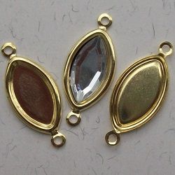 Caixa pingente metal com argola navete 15,4x7,7mm dourada 02 argolas 20 pe�as