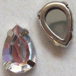 engrampado para costura dourado com pedra gota 14X10mm cristal. 25 pe�as