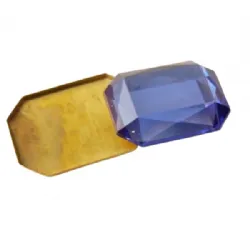 caixa e pedra para cabedal octogonal 18X13mm pedra safira caixa lat�o bruto 10 pe�as