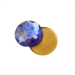 caixa e pedra para cabedal redonda 18mm pedra azul safira caixa lat�o bruto 10 pe�as