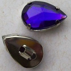 engrampado para costura n�quel com pedra gota 14X10mm violeta. 2 pe�as