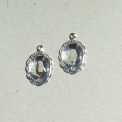 caixa pingente com pedra oval 14x10mm cristal n�quel com borda desenhada 01 pe�a