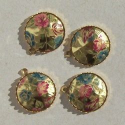 caixa pingente com pedra redonda 21mm flor ouro dourada 01 pe�a