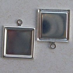 caixa pingente metal com argola quadrada 14mm interno com 1 argola  prata 6 pe�as