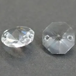 castanhas para montagem de lustres 14mm cristal incolor 2 furos e dupla face. 50 pe�as.