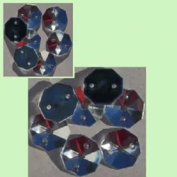 chaton para costura com furos castanha 14mm cristal com espelho base reta 2 furos 50 pe�as