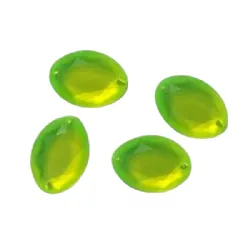 chaton para costura com furos oval 13x09mm lim�o fluorescente com espelho 2 furos 100 pe�as