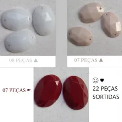 chaton para costura com furos oval 18x13mm sortidos 2 furos 22 pe�as