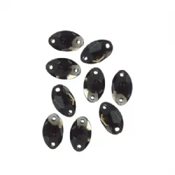 chaton para costura com furos oval 23x14mm fum� transp. com espelho 2 furos grandes  25 pe�as
