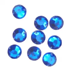 chaton para costura com furos redondo 08mm azul safira com espelho 2 furos 100 pe�as