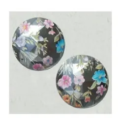 chaton para costura com furos redondo 38mm flor prata estampado 2 furos pequenos 05 pe�as