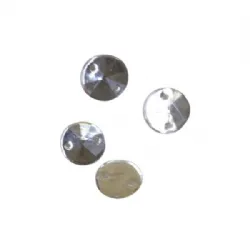 chaton para costura com furos redondo 08mm cristal face bicuda pedra baixa 100 pe�as
