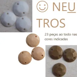 chaton para costura com furos redondo tons neutros sortidos 23 pe�as