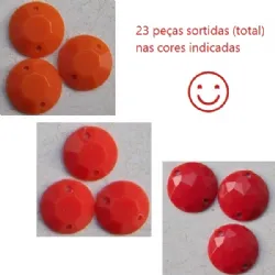 chaton para costura com furos redondo tons vermelhos sortidos 23 pe�as