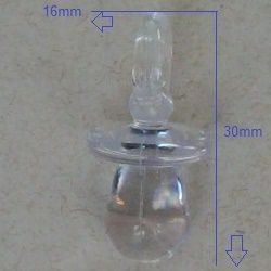 contas e enfeites em acr�lico chupetinha lisa 30x16mm cor cristal 20 pe�as