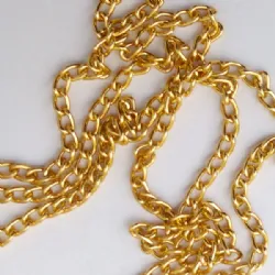 corrente alum�nio bijuteria confec��o fio 1,2mm grum� lisa dourada 5 metros