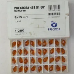 cristal pingente drops gota 9x15mm topazio 10 pe�as
