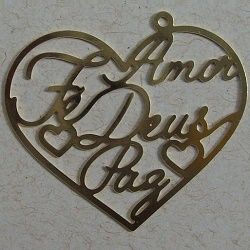 estamparia em metal bijuterias 3570 pingente cora��o escrito 35X25mm 2 pe�as 1 dourado 1 prata