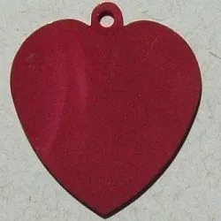 estamparia e chapinha em alum�nio 10107 pingente cora��o 27X24mm cor vermelho fosco. 50 pe�as.