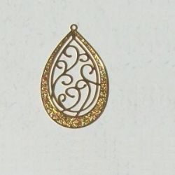 estamparia em metal bijuterias 1389 Gota 39X25mm dourado - Pacote com 10 unidades.