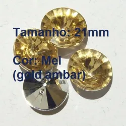 bot�o acr�lico capiton� cabeceira redondo c�ncavo 21mm mel acr�lico furo passante costura 50 pe�as.