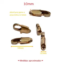 fecho mosquet�o italianinho 10mm em lat�o bruto. 50 pe�as.