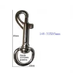 mosquet�o pet guia e peitoral 148 85x33mm n�quel argola redonda. 02 pe�as.