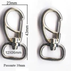 mosquet�o para chaveiro e brindes 115 anzol 43x23mm argola passante10mm n�quel 50 pe�as