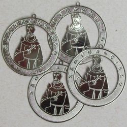 estamparia em metal bijuterias 1085 medalha S�o Francisco de Assis redonda 34mm inox polido 2 pe�as