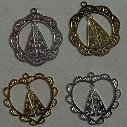estamparia em metal bijuterias 1428 medalhinha Nossa Senhora Aparecida dourado prata 4 pe�as