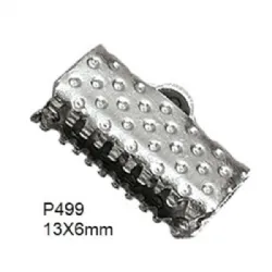 Garra com argola para tira de couro 6x13mm em ferro banho de n�quel. 50 pe�as