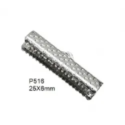 Garra com argola para tira de couro  6x25mm em ferro banho de n�quel.  50 pe�as