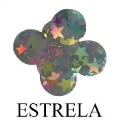 kit paet� liso hologr�fico prata estrela 01 furo centro redondo  4 pacotes.