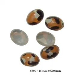 pedra caboch�o sem furos oval 08X06mm lisa base reta cor 46 estampa tigre sem espelho100 pe�as