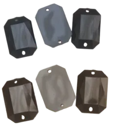 chaton para costura com furos retangular octogonal 18X25mm preto leitoso 10 pe�as