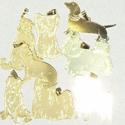 pingente estampa de bichos c�es 8 ra�as sortidas em dourado 8 pe�as