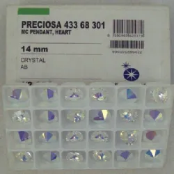 Pingente cristal cora��o 14mm cristal AB com 1 furo 12 unidades