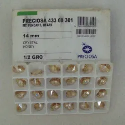 Pingente cristal cora��o 14mm honey  12 cristais