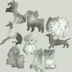 pingente estampa bichos c�es mix com 15 ra�as 15 pe�as prata velha escovado 1 de cada ra�a