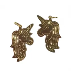 pingente estampa de bichos unic�rnio 40x20mm dourado 02 pe�as