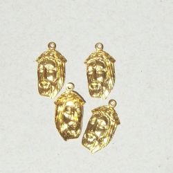 estamparia e chapinha em alum�nio 10303 pingente face de Cristo 25X19mm dourado. 50 pe�as.