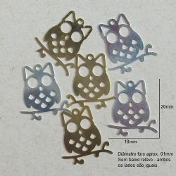 pingente estampa de bichos coruja lisa 20x18mm halloween  2 pe�as 1 dourado claro 1 prata.