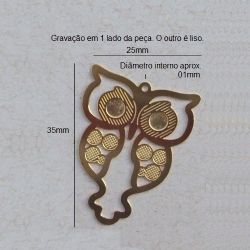 pingente estampa de bichos coruja halloween 35X25mm dourado. 05 pe�as.