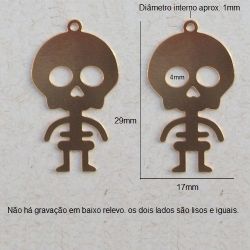 estamparia em metal bijuterias 2057 pingente halloween esqueleto 29x17mm dourado 02 pe�as