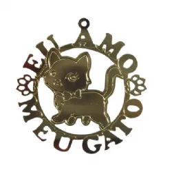 pingente estampa de bichos mandala eu amo meu gato 35mm prateado 01 pe�a