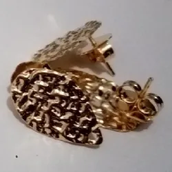 pino base para brinco gota amassada 19,7x11,7x0,40mm lat�o dourado ouro com tarraxa 10 pe�as 5 pares